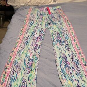 Lilly Pulitzer Multicolor Leaf Print Pants